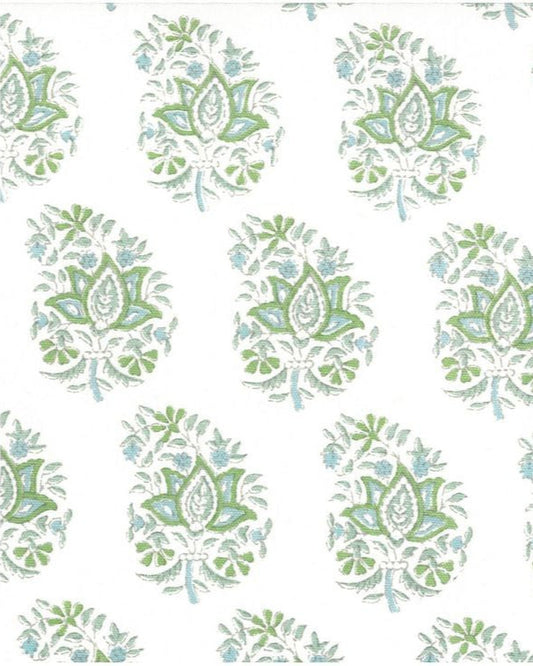 Summer Paisley Aqua – 100% Cotton Floral Paisley Block Print