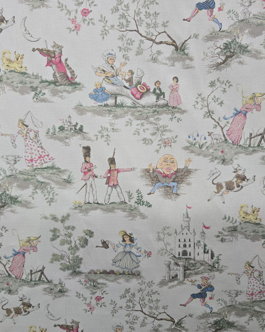 Over The Moon – Multicolor Whimsical Storybook Print Cotton Fabric