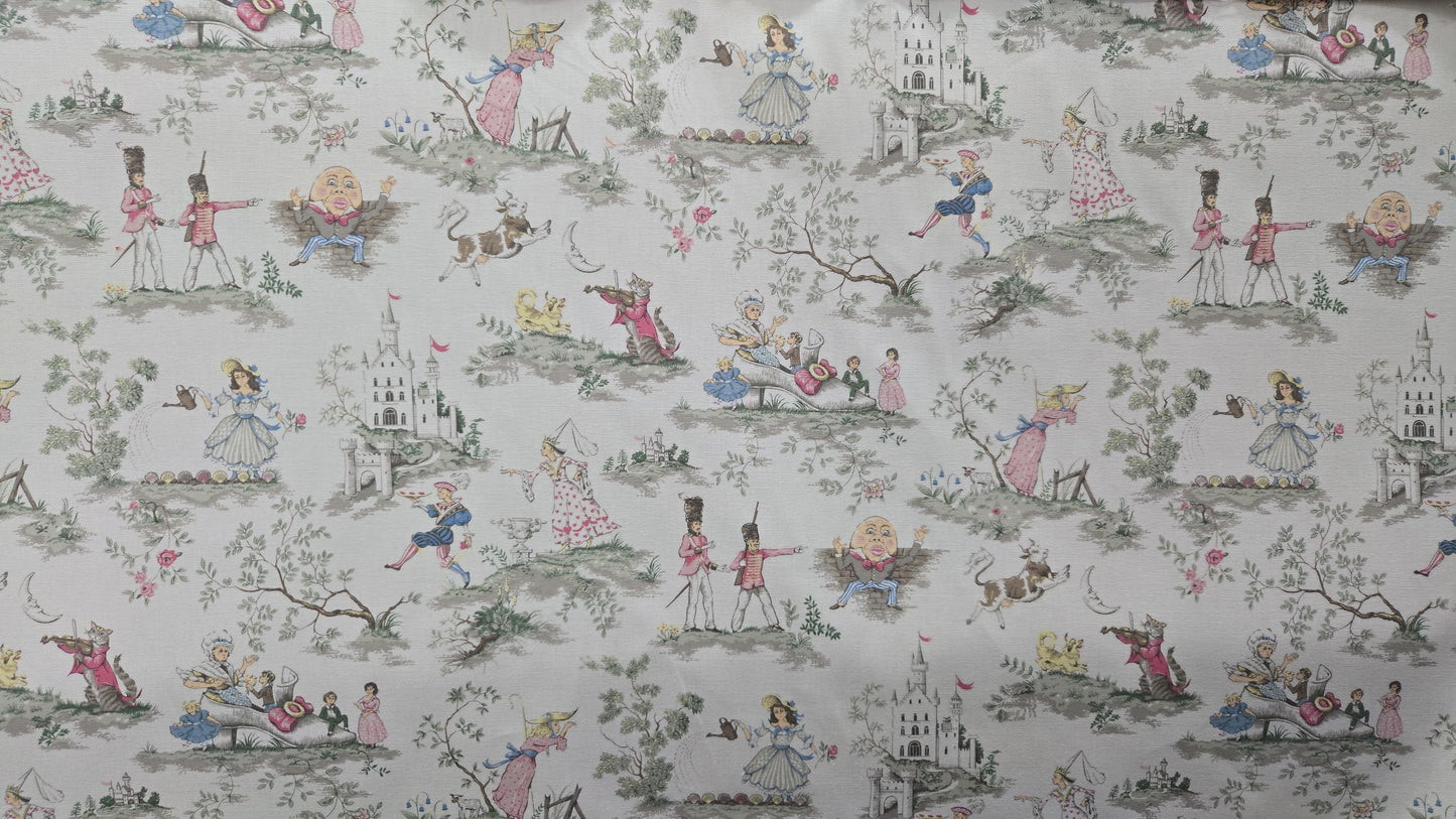 Over The Moon – Multicolor Whimsical Storybook Print Cotton Fabric