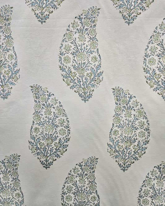 Zahara Lagoon White – 100% Cotton Paisley Fabric