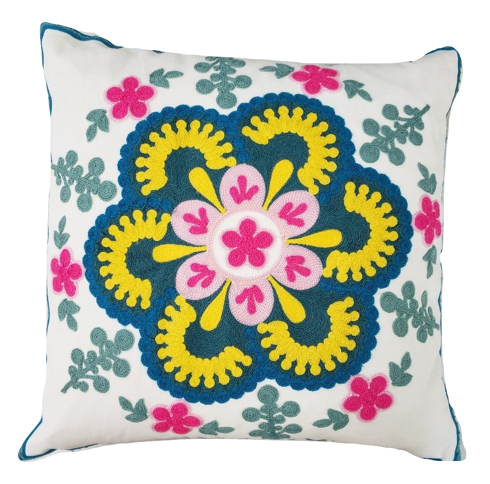 CREWEL EMBROIDERY PILLOW COVER