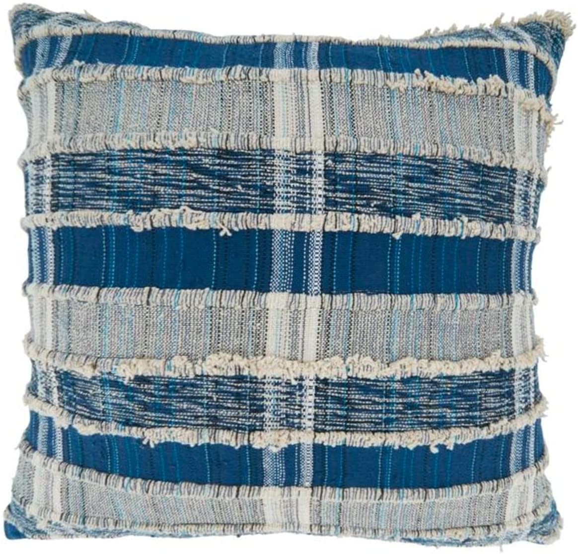 858BL 22" STRIPED BLUE SQUARE PILLOW