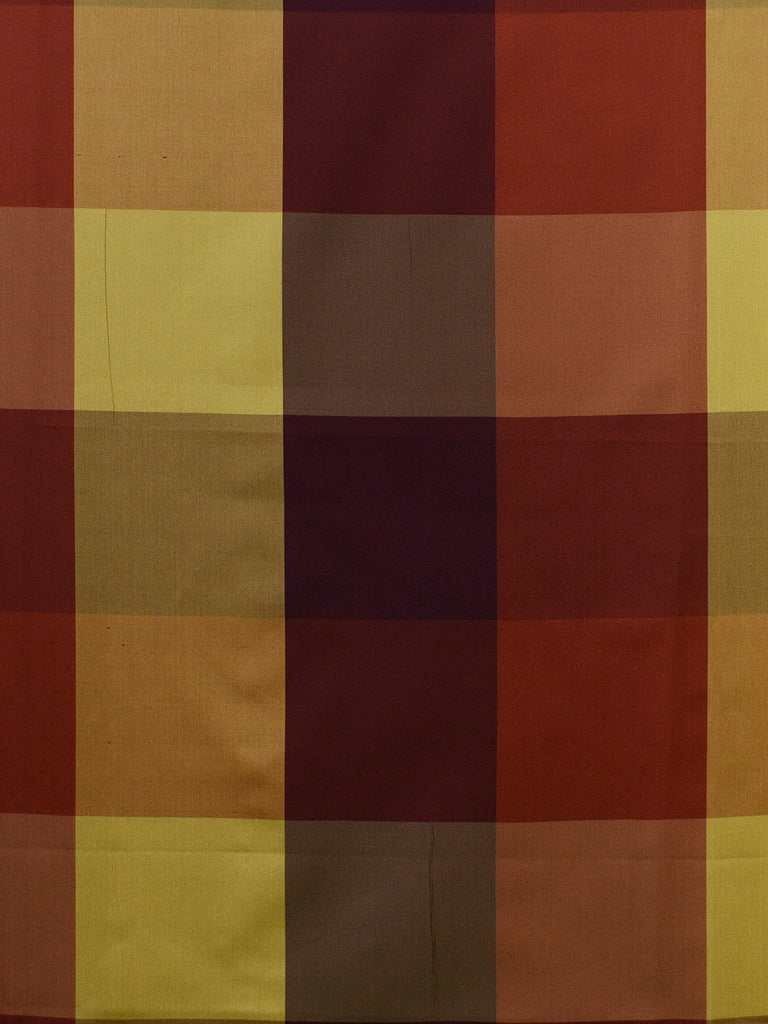 red and gold check silk fabrics, large check drapery fabrics, best online fabric store in atlanta