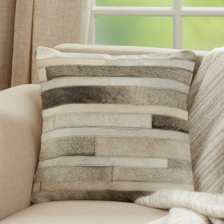 7720 GY 18'' SC GREY HAIR LEATHER PILLOW
