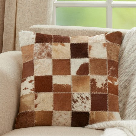 7721 BR 18 '' SC BROWN HAIR LEATHER PILLOW
