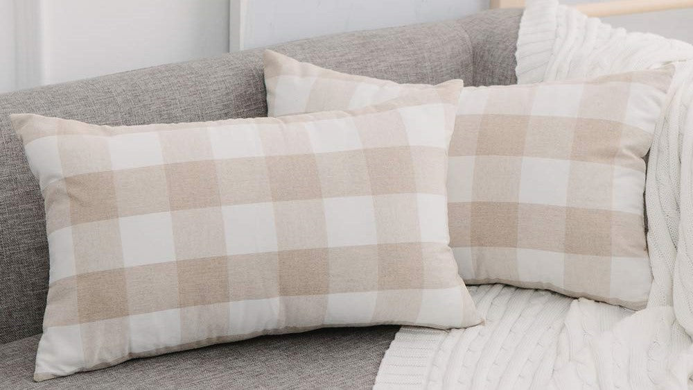 LARGE CHECK PLAID CREAM / WHITE