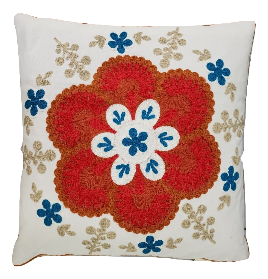 CREWEL EMBROIDERY CUSHION COVER