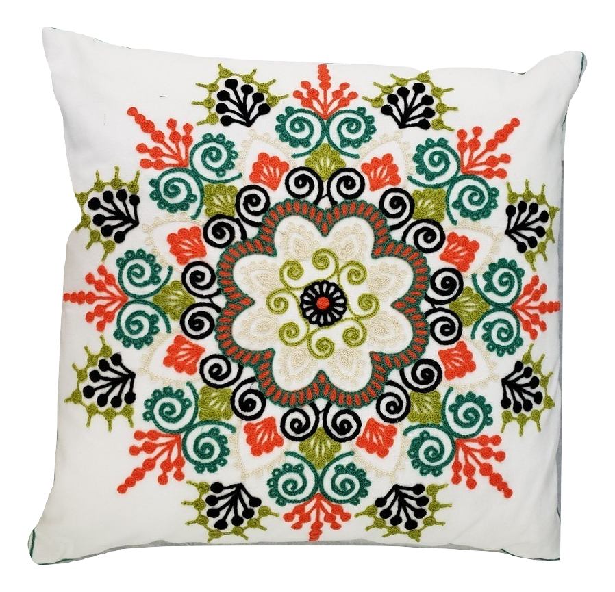 CREWEL EMBROIDERY PILLOW COVER