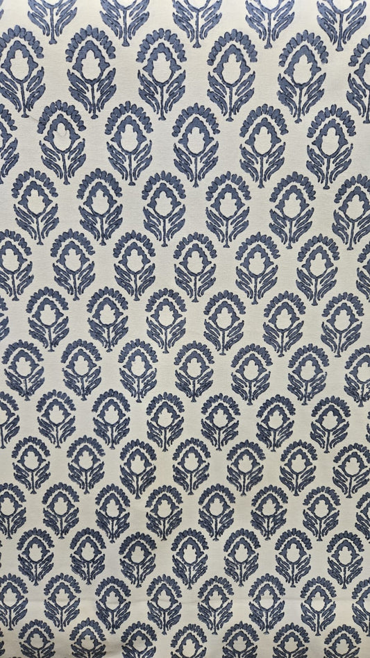 Jasmine Tile Blue/White – 100% Cotton Small Motif Fabric