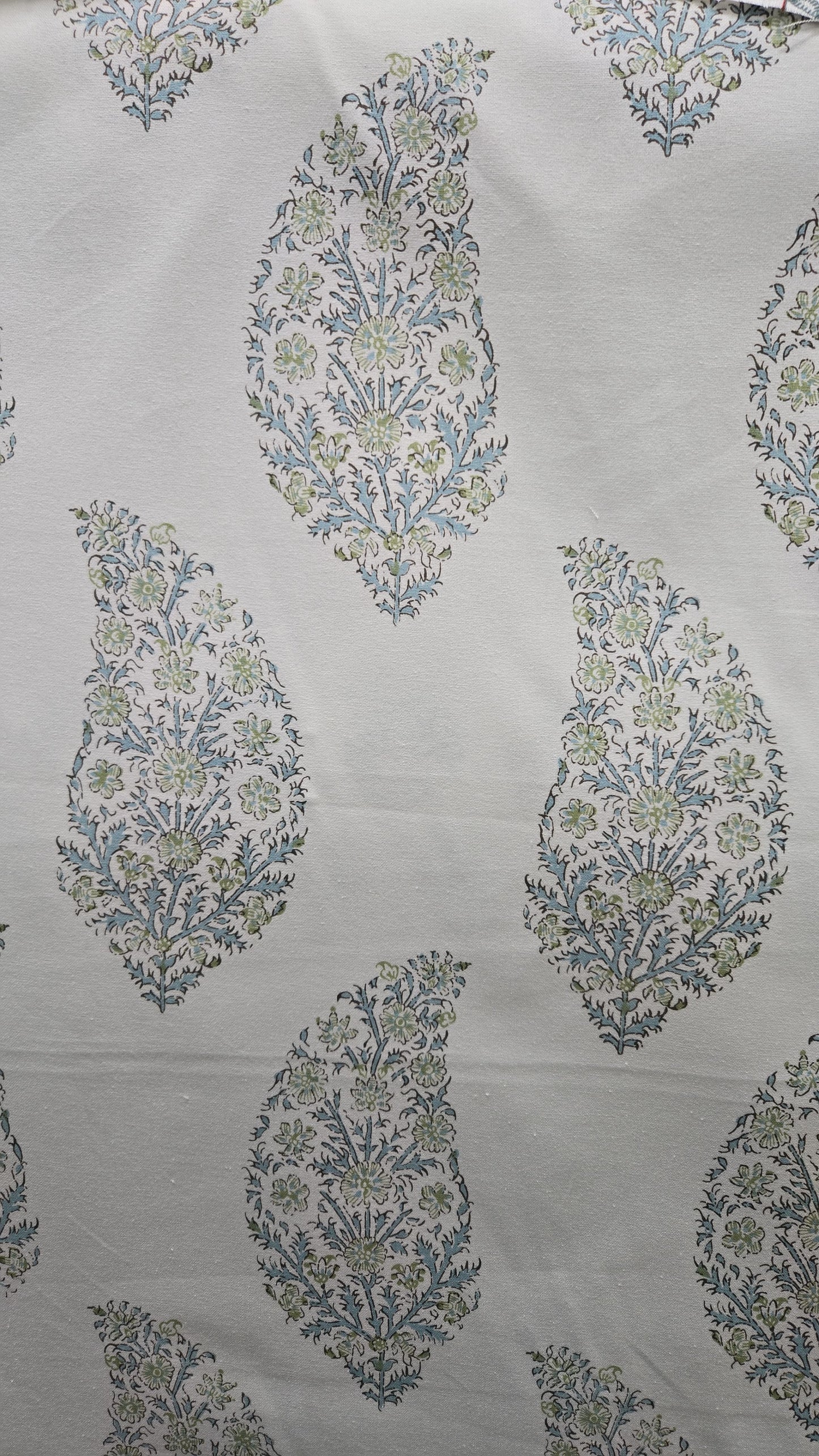 Zahara Lagoon White – 100% Cotton Paisley Fabric
