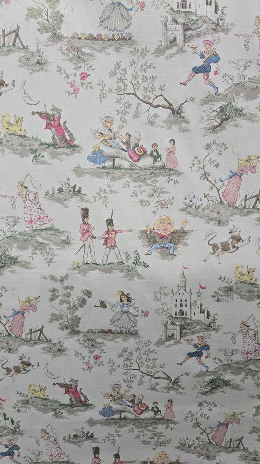 Over The Moon – Multicolor Whimsical Storybook Print Cotton Fabric