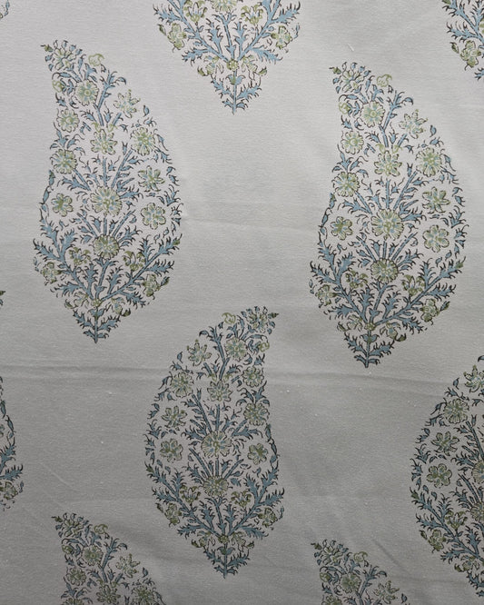 Zahara Lagoon White – 100% Cotton Paisley Fabric