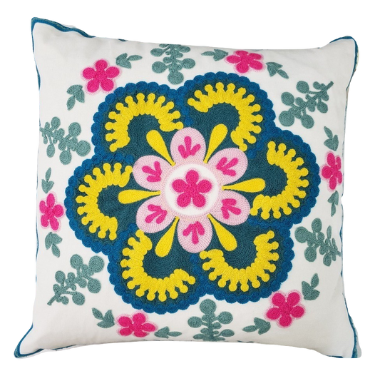 CREWEL EMBROIDERY PILLOW COVER