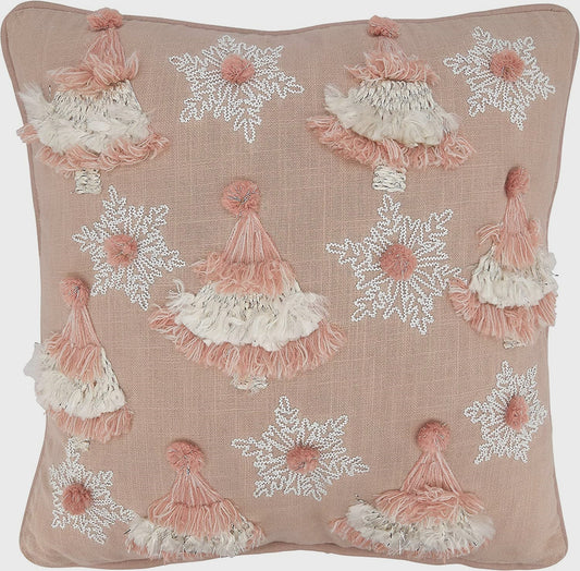 2178 18'' PILLOW EMB. TREES SNOWFLAKES