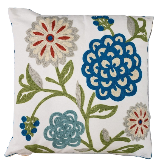 CREWEL EMBROIDERY PILLOW COVER