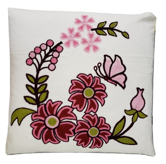 CREWEL EMBROIDERY PILLOW COVER