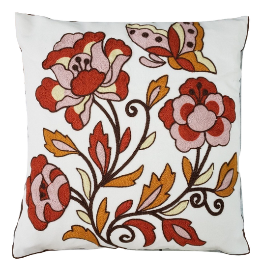 CREWEL EMBROIDERY PILLOW COVER