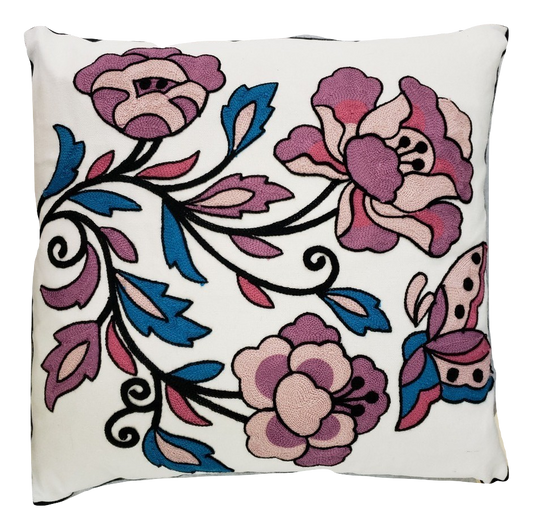 CREWEL EMBROIDERY PILLOW COVER